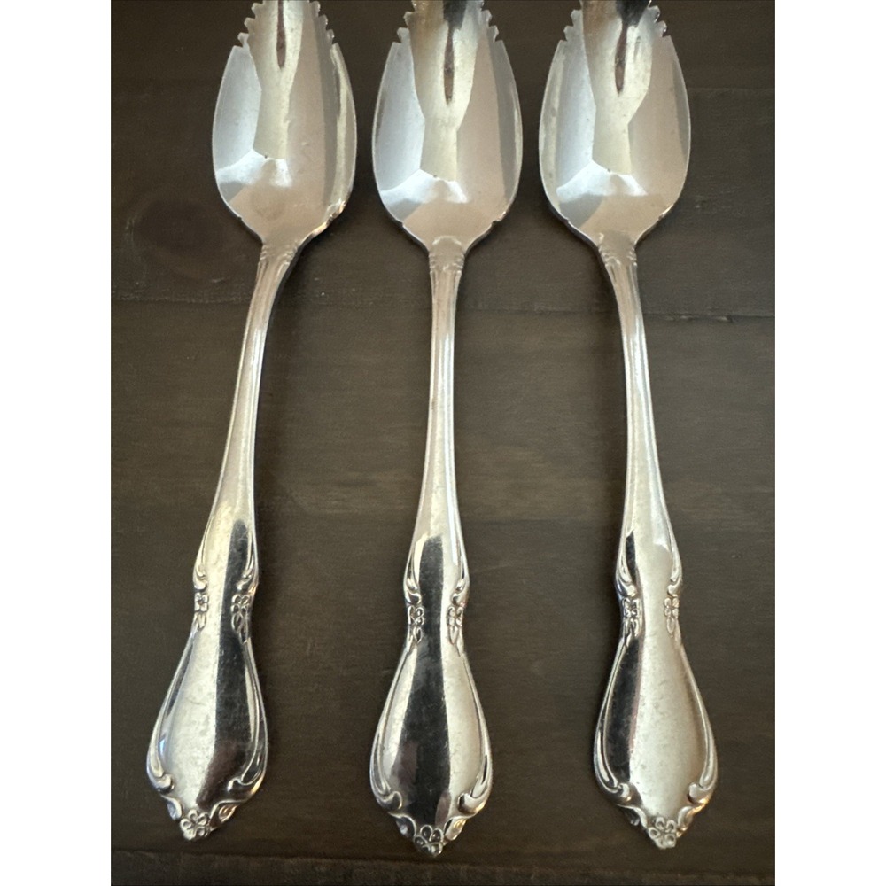 Oneida Oneida Craft Fruit‎ Spoons Stainless Silverware Oneida Montclair Lot Of 3